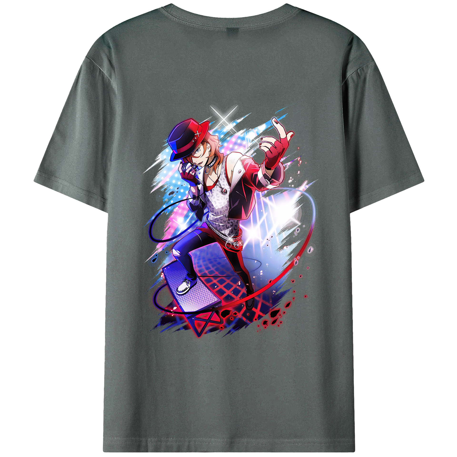 （画像用） 文豪ストレイドッグス Bungo Stray Dogs 綿100％ メンズ半袖Tシャツ（バックプリント） 通気性